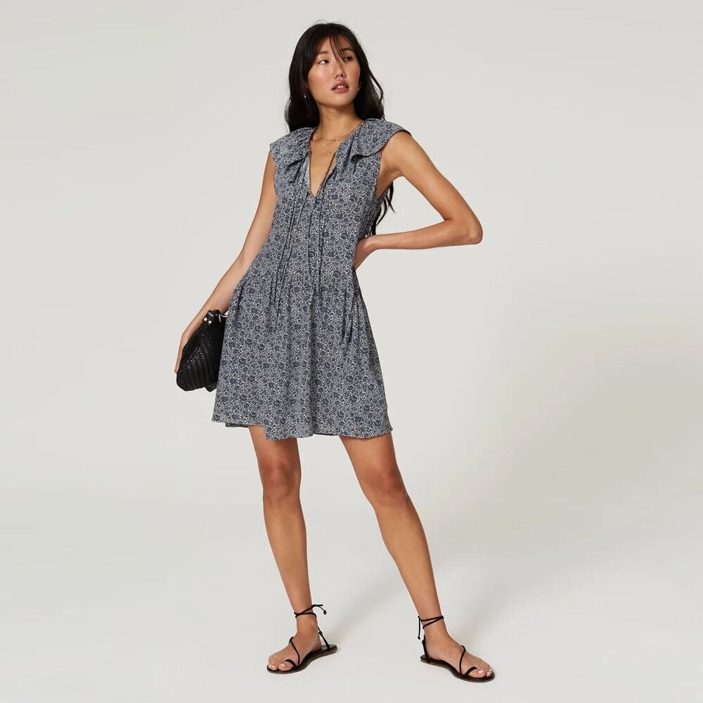 REBECCA TAYLOR Silk/Cotton Blend Sleeveless‎ Vine Printed Dress Size Medium